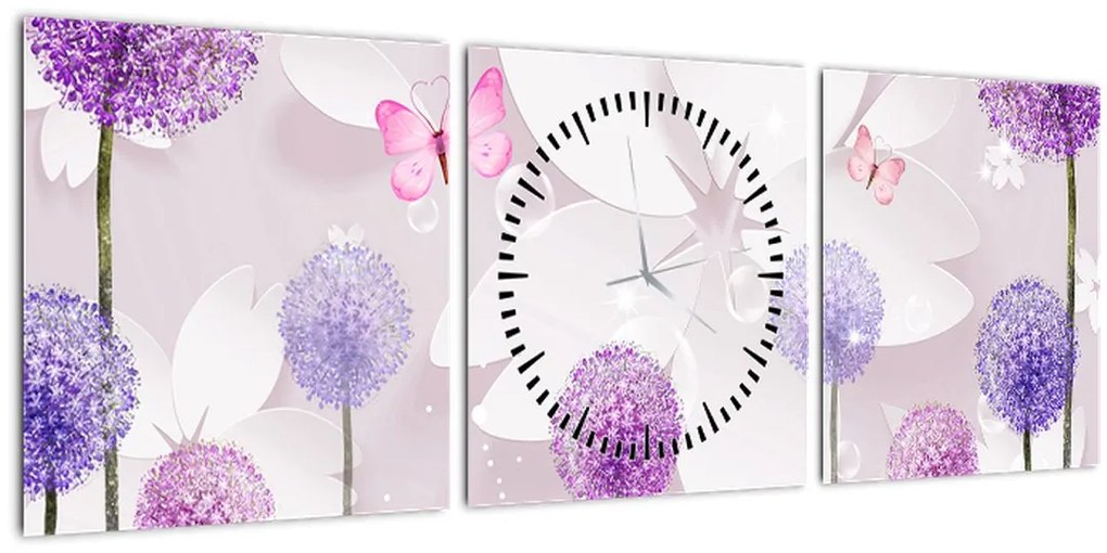 Tablou - Pe râul florilor (cu ceas) (90x30 cm)