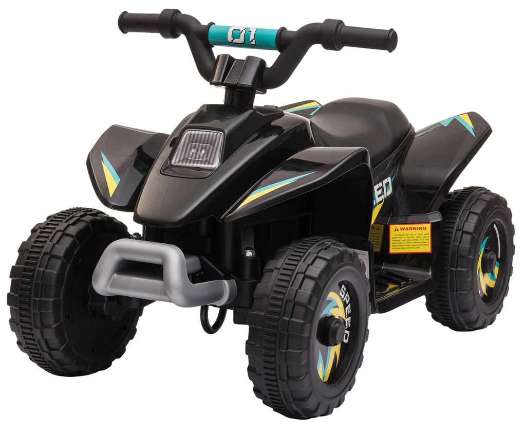 ATV Copii Electric cu Baterie Incarcabila HOMCOM, Viteza 2,8-4,6km/h, Varsta 18–48 Luni, Negru | Aosom Romania