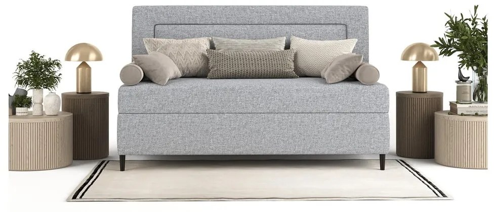 Pat gri tapițat 80x200 cm Alba – Maison de Rêve