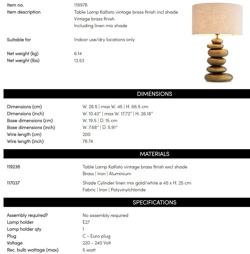 Veioza, Lampa de masa LUX Kallisto