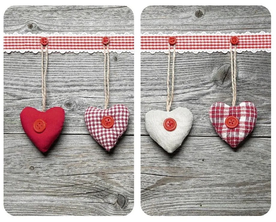 Set 2 protecții din sticlă pentru aragaz Wenko Heart, 52 x 30 cm