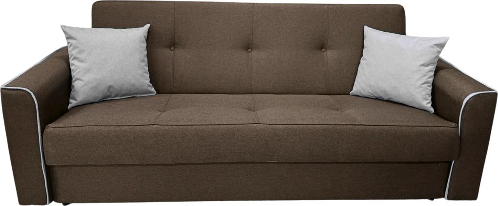 Canapea VERA extensibila, 3 locuri, lada de depozitare, stofa maro + gri, 225x90x90 Maro + Gri, Stofa