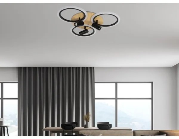 Plafonieră LED dimabilă LED/70W/230V 3000-6500K negru/maro + telecomandă