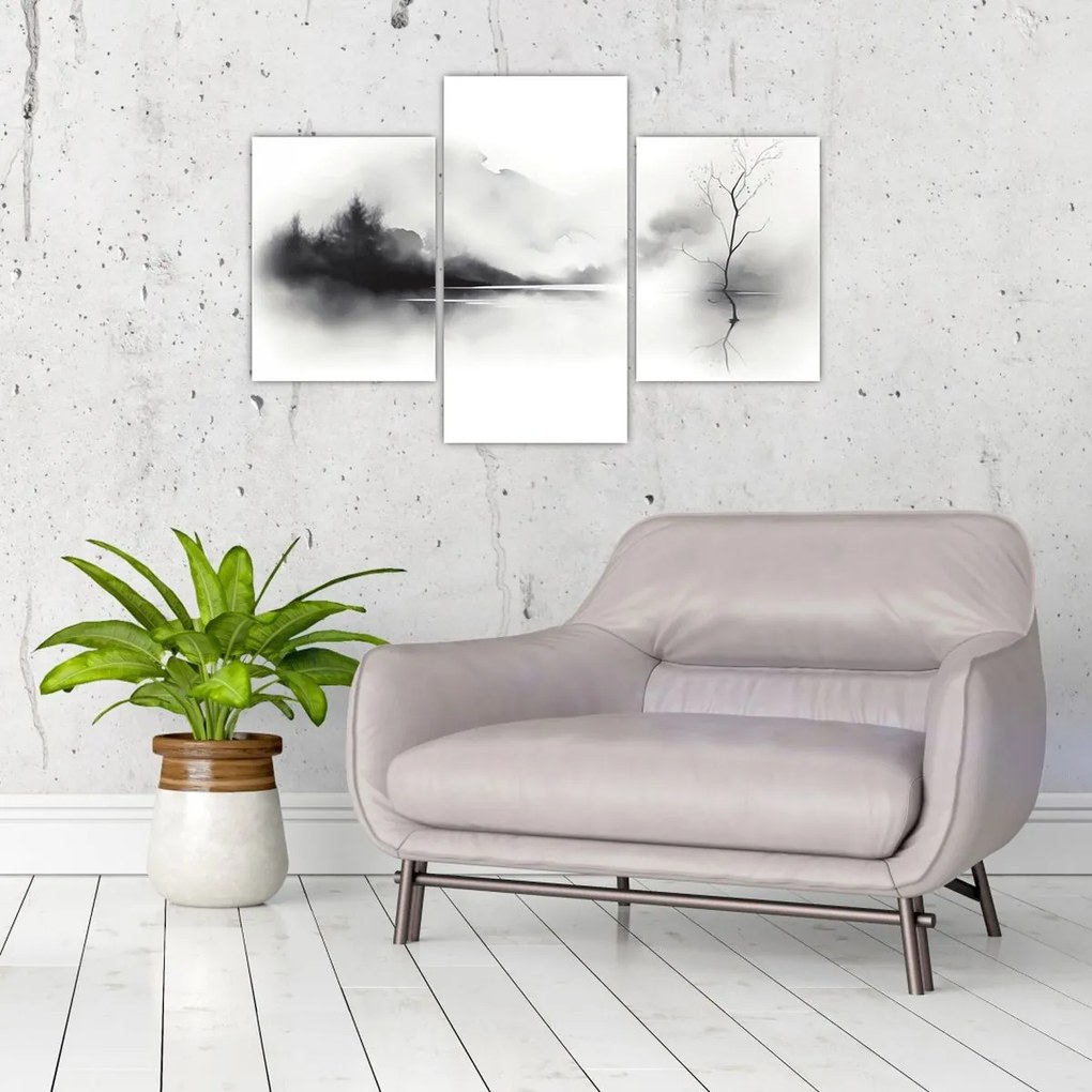 Tablou - pictură cu cerneală de peisaj (90x60 cm)