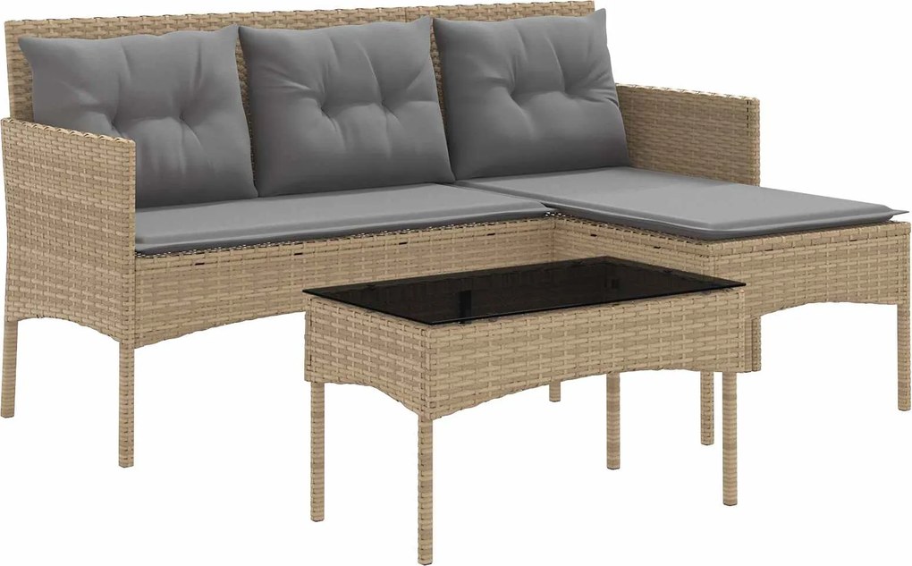 vidaXL Set de canapele pentru grădină cu pernă 2 pcs poliratan