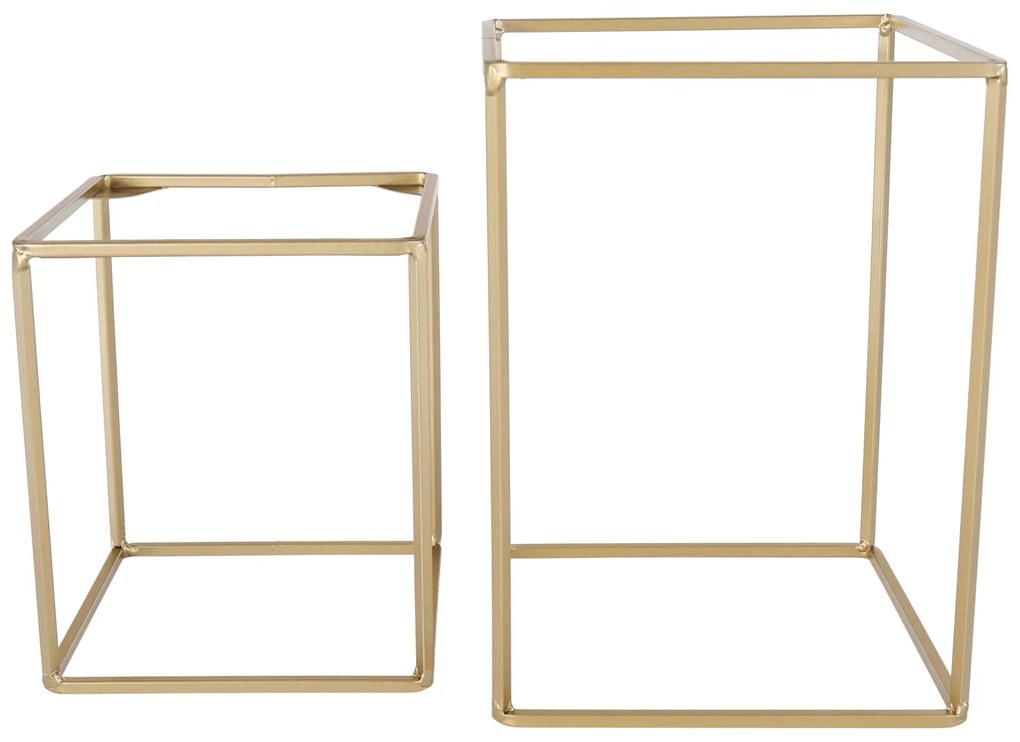 Set 2 suporturi pentru ghivece, pătrat/rotund, negru/auriu, ESME SET