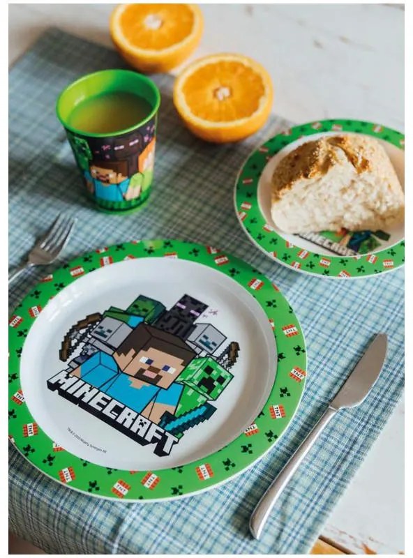 Minecraft set de masă, set micro din plastic, pahar 260 ml