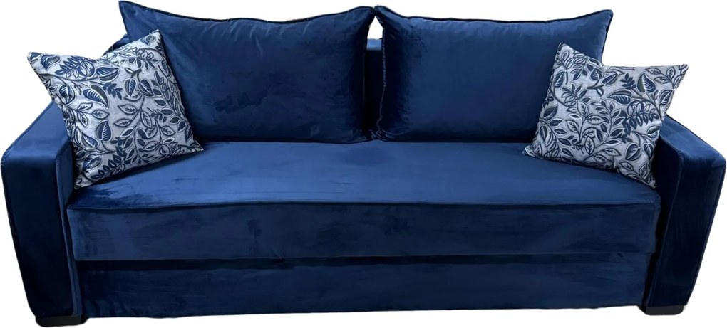 Canapea LARISA extensibila, 3 locuri, lada de depozitare, catifea bleumarin, 220x95x85 Bleumarin, Catifea