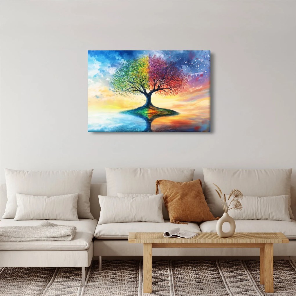 Tablou – Arbore pictat al anotimpurilor (90x60 cm)