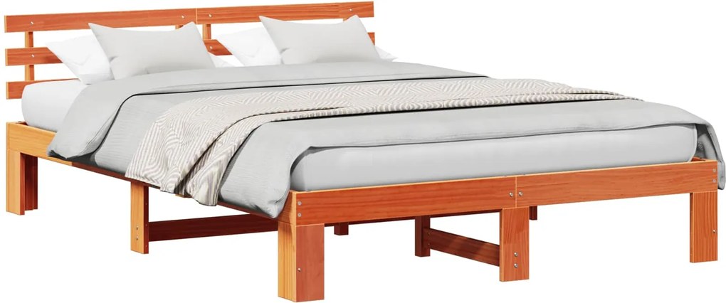 vidaXL Cadru de pat Maroniu cerat 160 x 200 cm Lemn de pin masiv