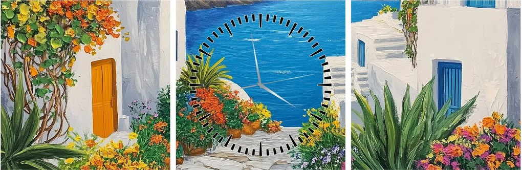 Tablou - Alee grecească (cu ceas) (90x30 cm)