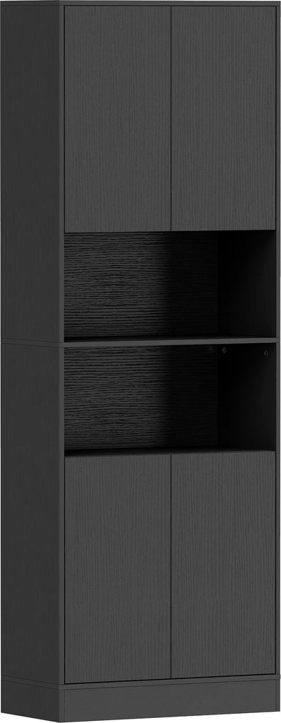 HOMCOM Cămară de bucătărie 170 cm, dulap cu raft reglabil, negru aspect lemn | Aosom Romania