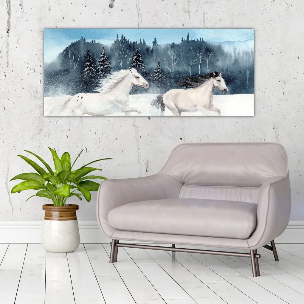 Tablou cu caii pictați (120x50 cm)