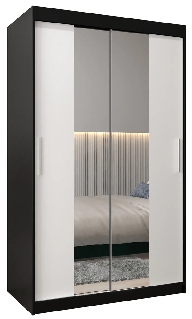 Dulap de haine 120 cm Toki 1 (negru mat + alb mat). 1064891
