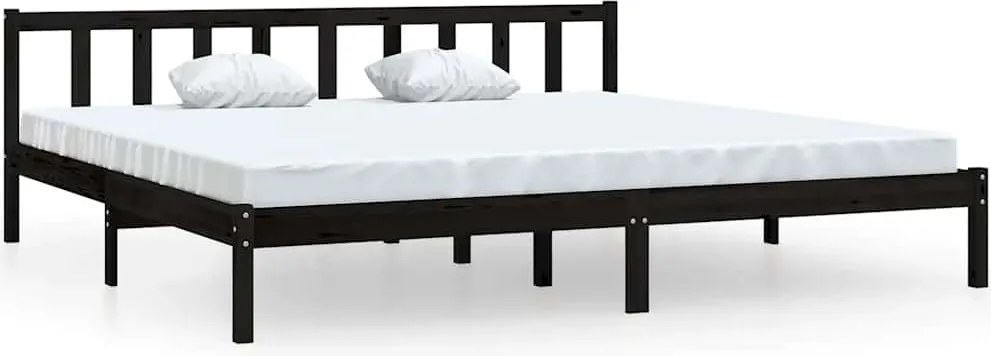 vidaXL Cadru de pat, negru, 200x200 cm, lemn masiv de pin