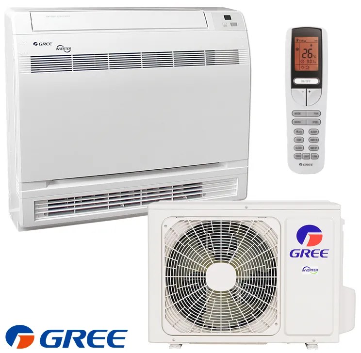 Aparat de aer conditionat inverter pentru podea Gree GEH09AA-K6DNA1F, 9000 BTU, 17 m²,  A++/A+, Wi-Fi, R-32, Alb