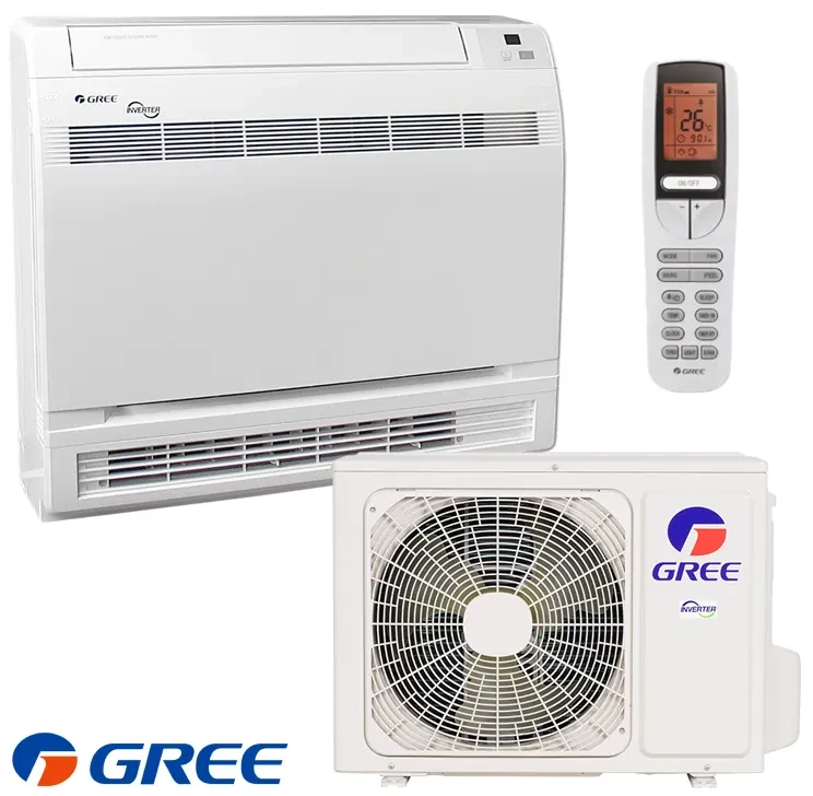 Aparat de aer conditionat inverter pentru podea Gree GEH09AA-K6DNA1F, 9000 BTU, 17 m², A++/A+, Wi-Fi, R-32, Alb