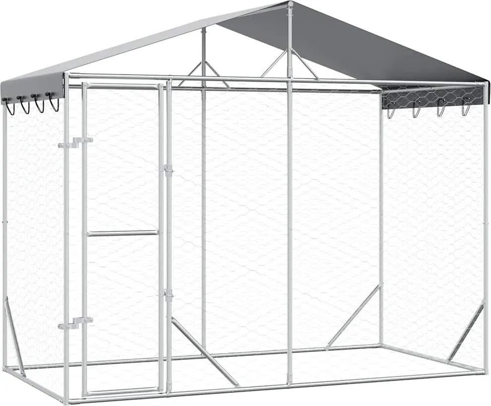 vidaXL Padoc de exterior&acoperiș argintiu 3x1,5x2,5 m oțel galvanizat