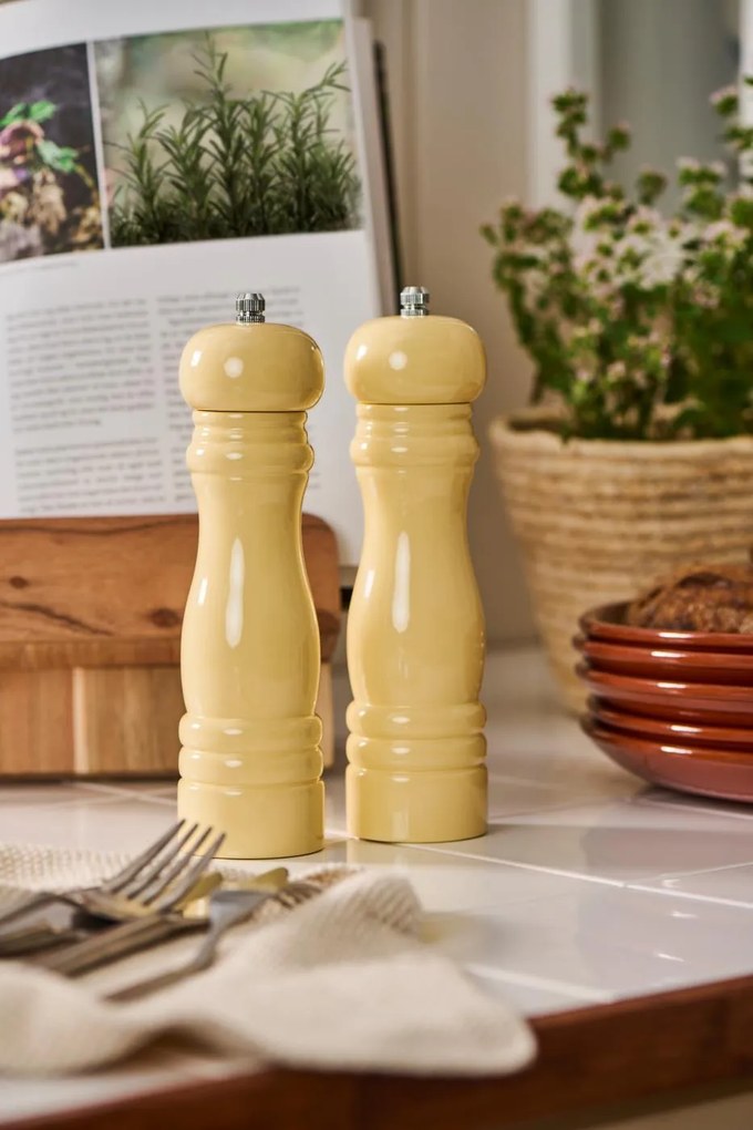 Set de 2 rasnite din lemn galben deschis pentru sare si piper LIGHT YELLOW