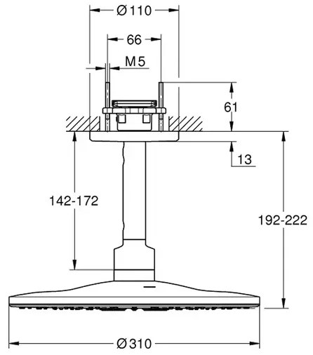 Palarie si brat de dus Grohe Rainshower SmartActive 310 cu 2 functii antracit periat Hard Graphite