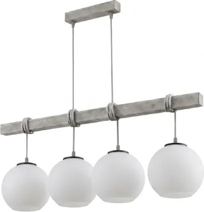 Brilagi - Lustra suspendată pe cablu WOOD GLASS 4xE27/60W/230V pin/gri/alb
