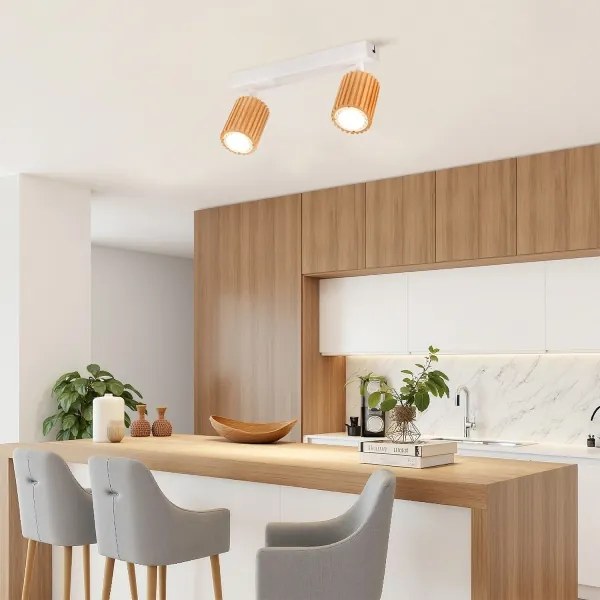 Brilagi - Spot MODERN WOOD 2xGU10/8W/230V, lemn/alb