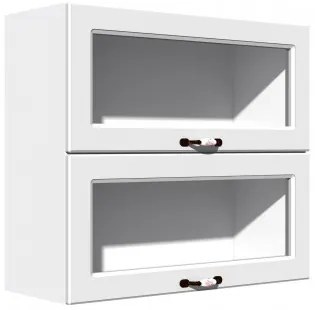 Corp superior vitrina 80 cu 2 usi orizontale Zebra MDF alb