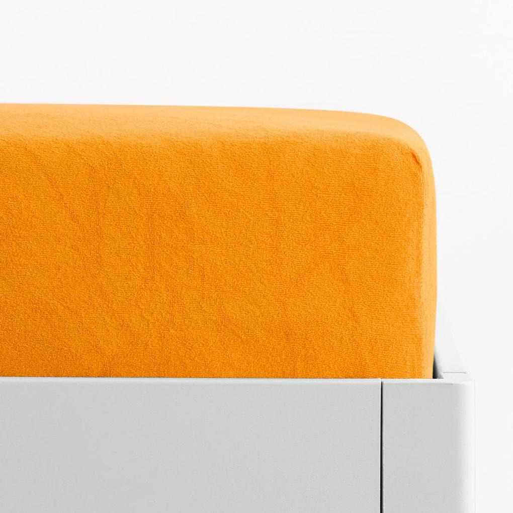 Goldea cearceafuri de pat din terry cu elastic - portocaliu 90 x 200 cm