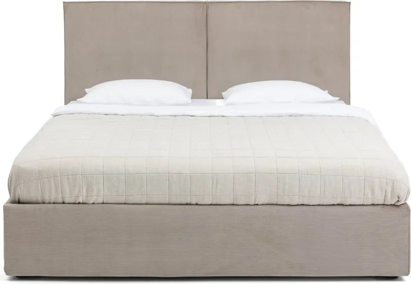 Pat dublu tapițat taupe cu spațiu de depozitare cu saltea / somieră 180x200 cm Thessa Bold - Bonami Selection