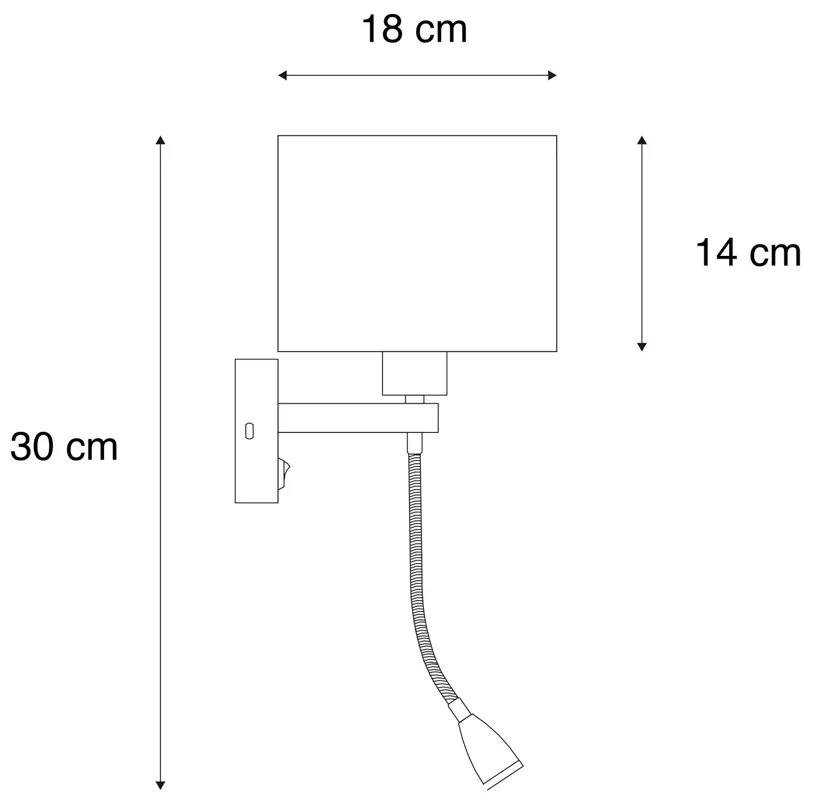 Aplică neagră cu abajur din catifea taupe 18cm - Brescia Combi