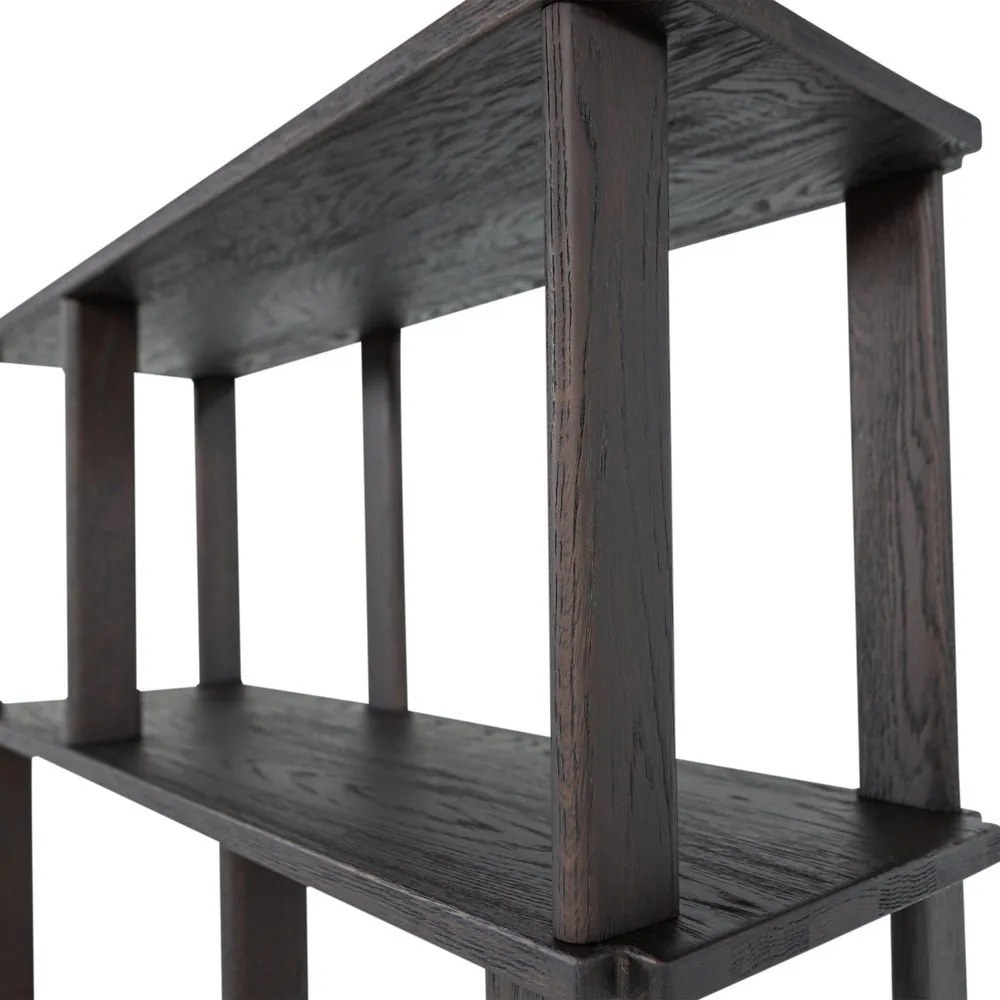 Bibliotecă maro închis din lemn de stejar 90x186x30 cm Riss – WOOOD