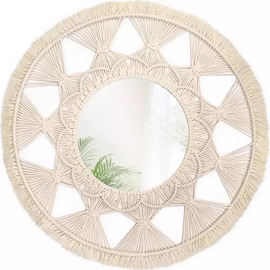 Oglinda rotunda Rea Boho 322050 bej 65 cm