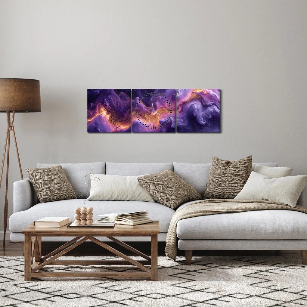Tablou - Nebuloasa purpurie (cu ceas) (90x30 cm)