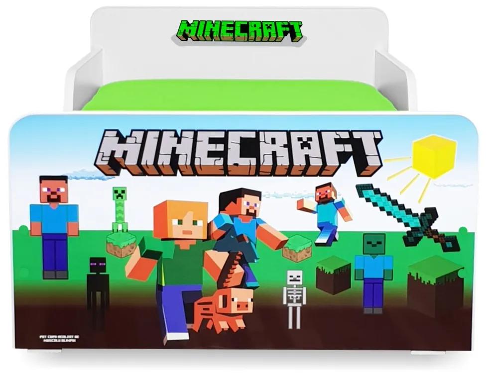 Pat Start Minecraft 2-8 ani + saltea 140x70x12 cm + husa impermeabila