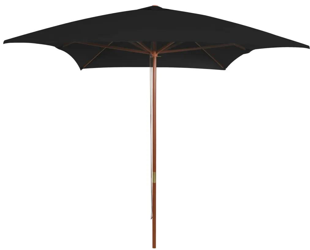 Umbrela de soare, exterior, stalp lemn, negru, 200x300 cm Negru