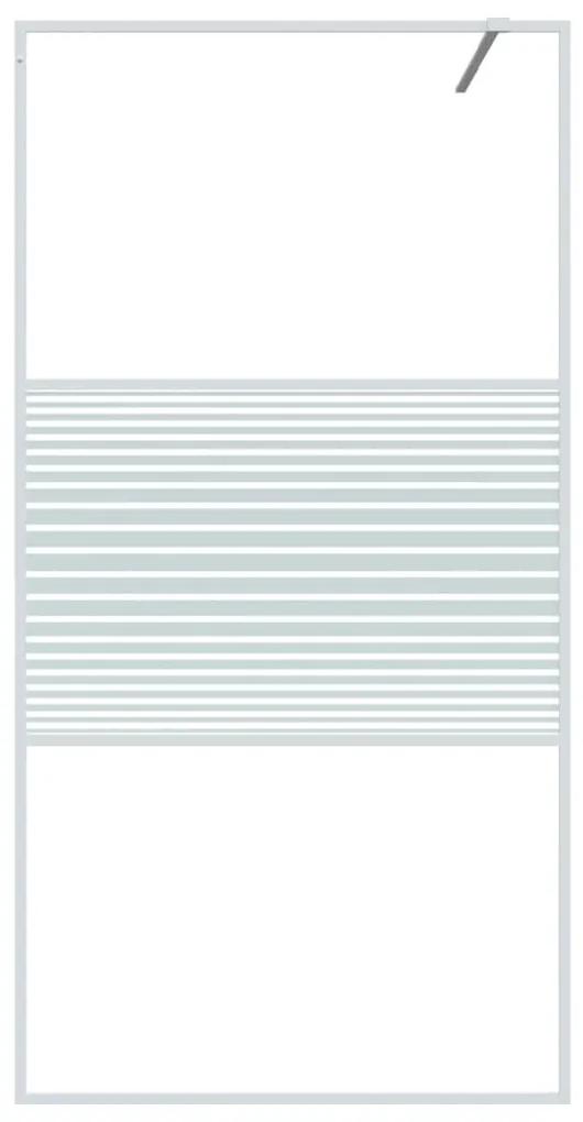 Perete de dus walk-in, alb, 100x195 cm, sticla ESG transparenta Alb, 100 x 195 cm, Cu dungi