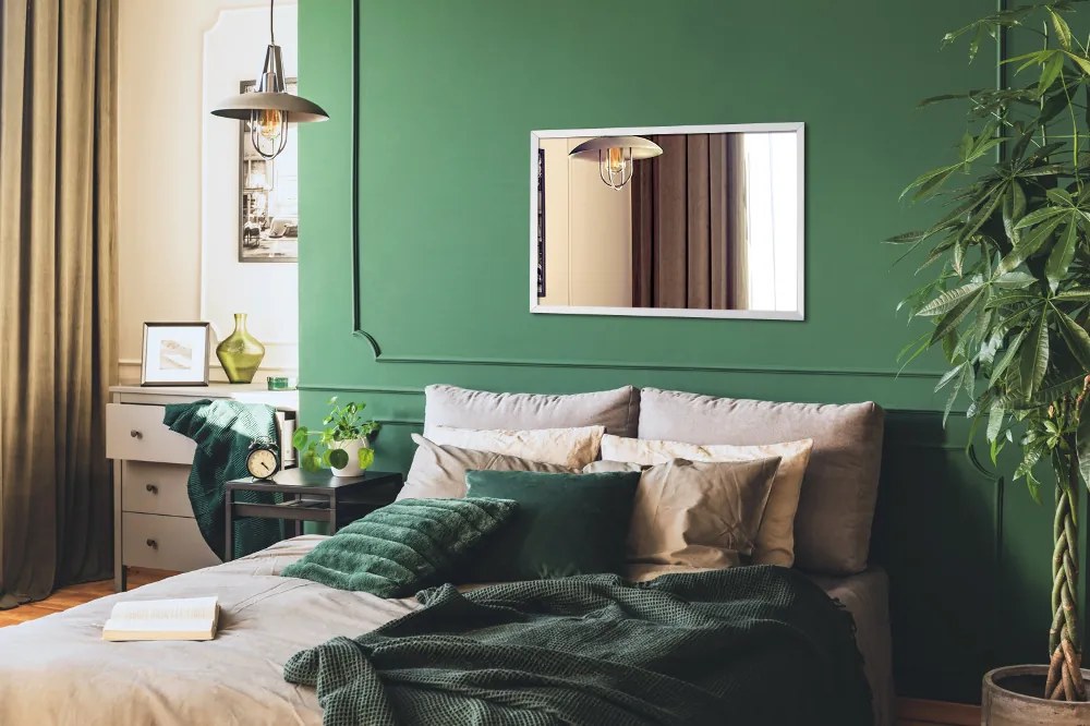 Oglinda decorativa dreptunghiulara cadru din MDF alb 70x50 cm