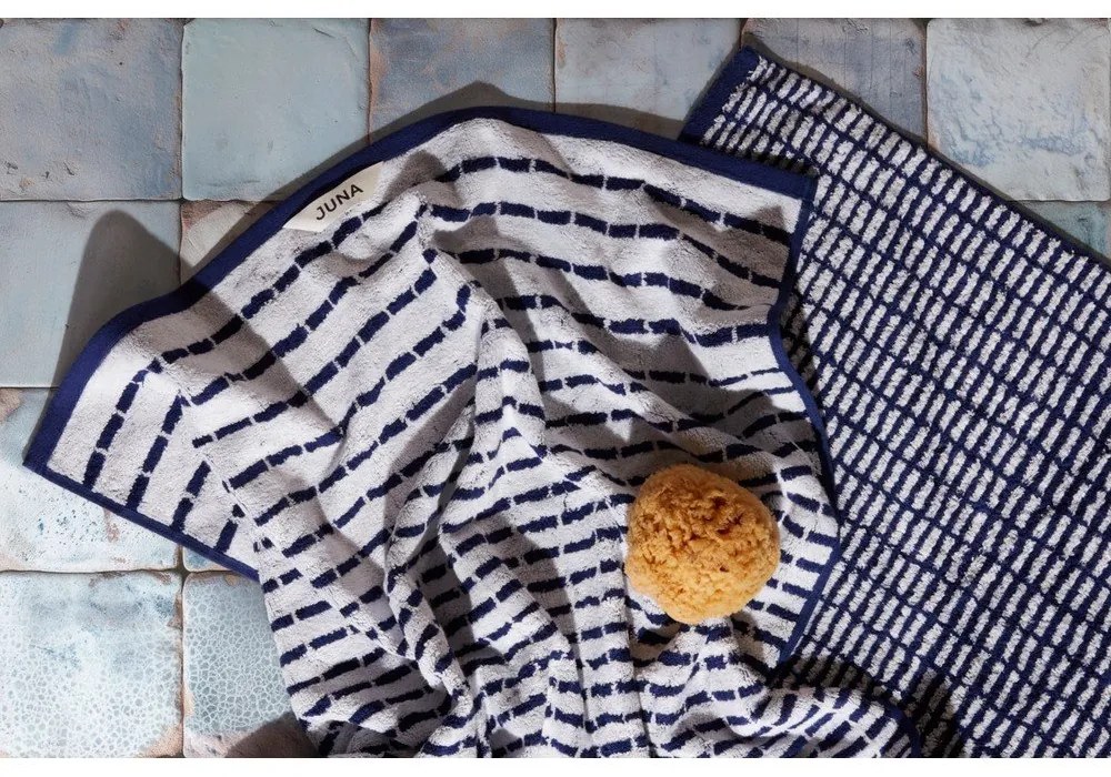 Prosop alb/albastru din amestec de bambus din frotir 70x140 cm Nuance – JUNA