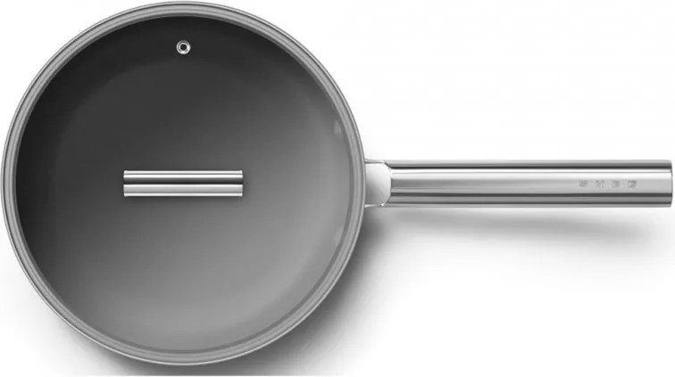 Tigaie cu capac SMEG CKFF2401RDM, 1,9 l, Ø24 cm, Acoperire cu teflon, Pana la 250°C, fără PFAS, Inductie, Rosu