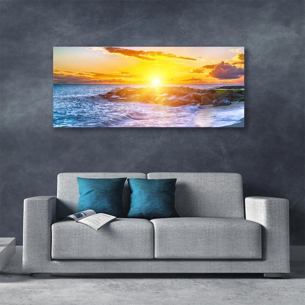 Tablou pe panza canvas Sea Sun Peisaj Albastru Galben