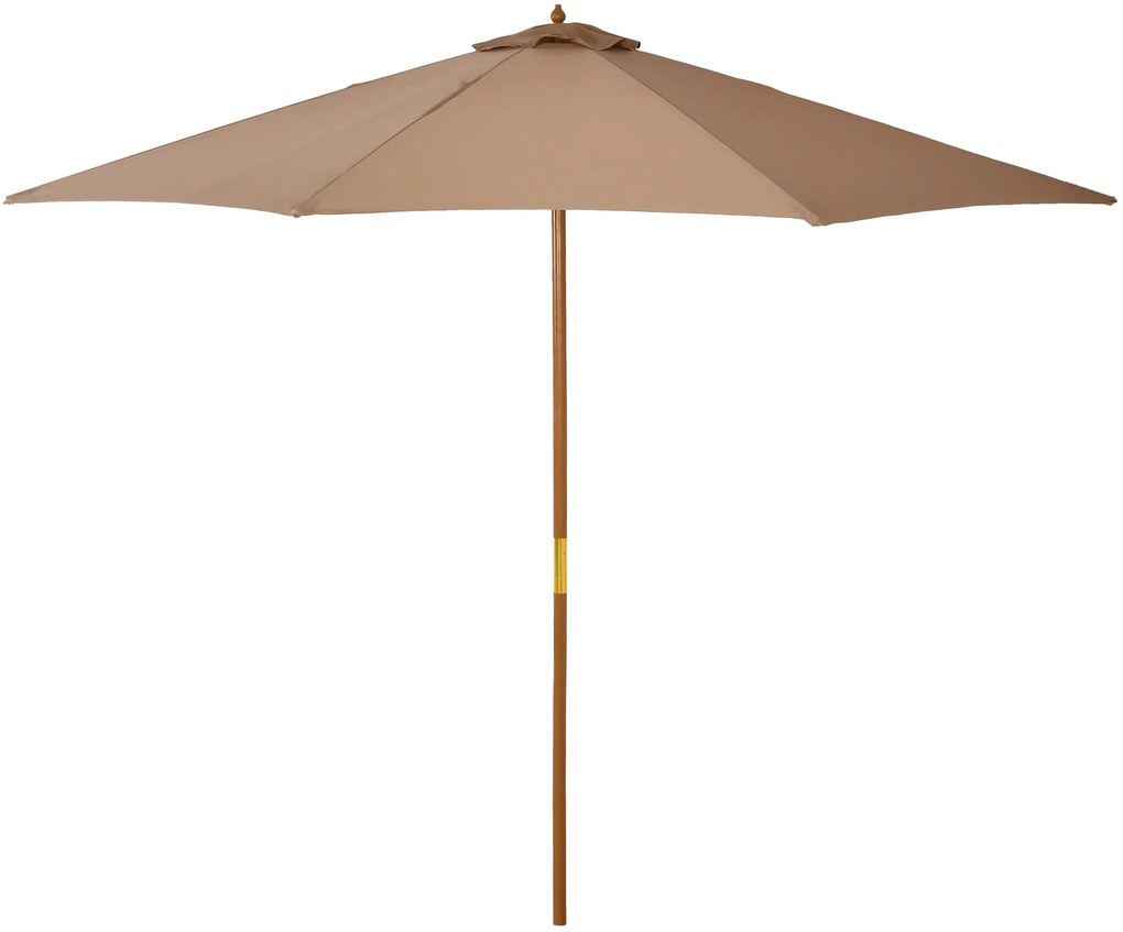 Outsunny Umbrelă de Grădină cu Șnur și Deschidere Reglabilă, Ø300x250 cm, Kaki | Aosom Romania