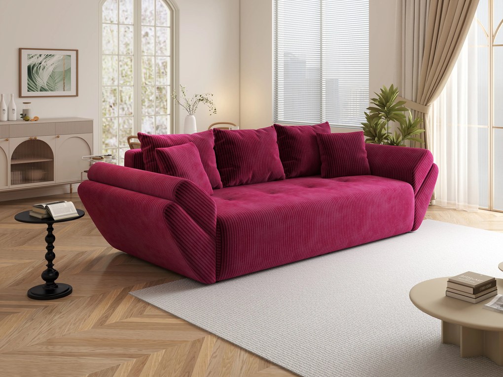 Canapea extensibilă dumonde cu ladă de depozitare si sezut confortabil din spuma high-density, Berlin Zoom Red 250x100 cm