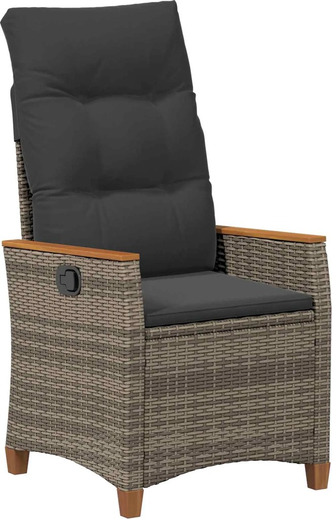 vidaXL Scaun de grădină rabatabil Gri și albastru marin poliratan