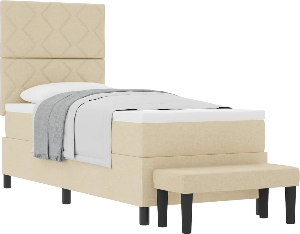 vidaXL Pat cu arcuri cu saltea cu headboard Crem 80 x 200 cm țesătură