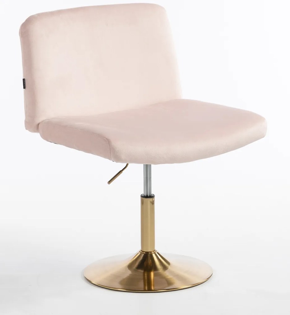 HR150N Scaun Roz Pudra din Catifea cu Bază Aurie