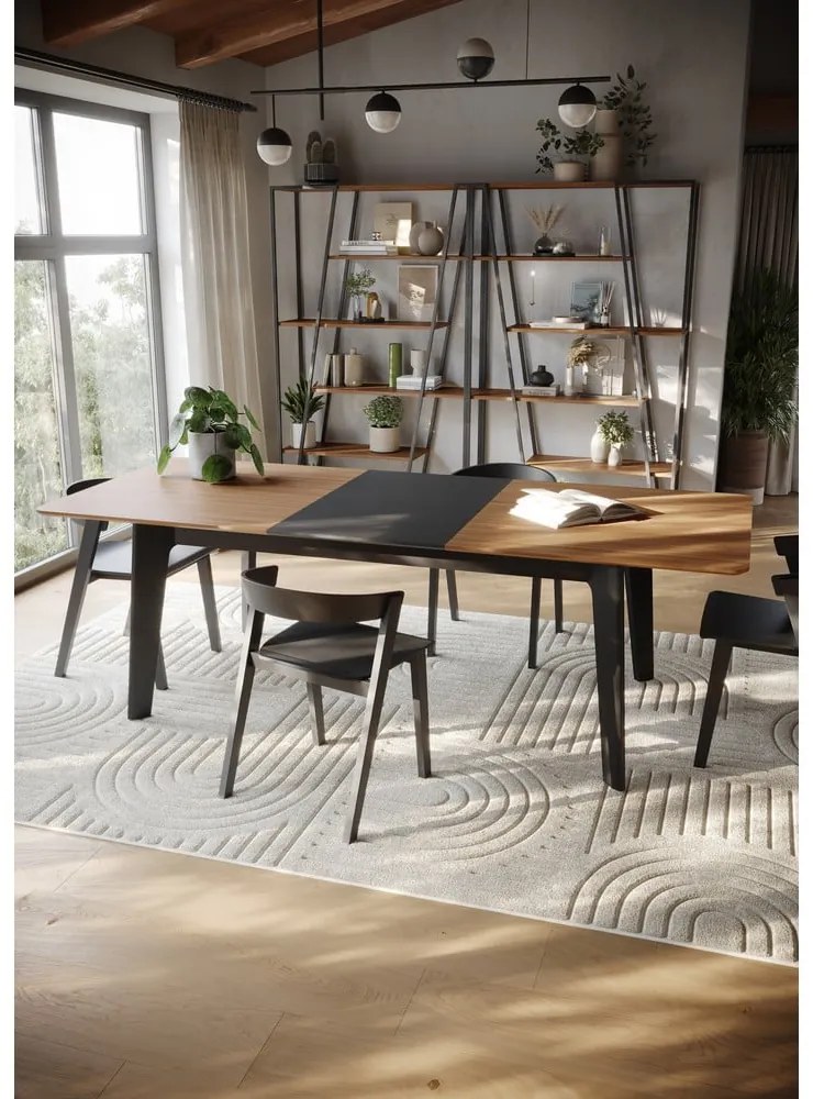 Masă de dining în culoare naturală extensibilă cu blat cu aspect de lemn de nuc 100x180 cm Shadow – TemaHome