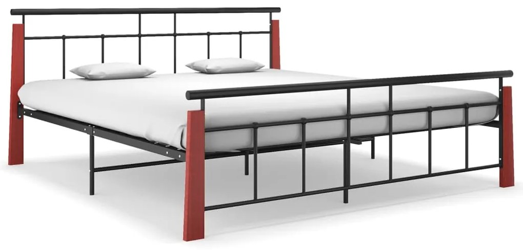 324895 vidaXL Cadru de pat, 180x200 cm, metal și lemn masiv stejar