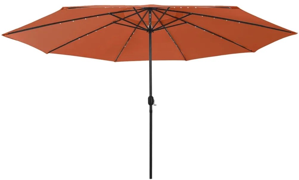 vidaXL Umbrelă soare de grădină cu LED-uri, cărămiziu, 400 cm
