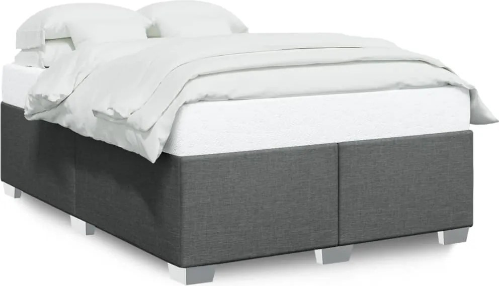 vidaXL Cadru de pat fără saltea, gri închis, 140x190 cm, textil