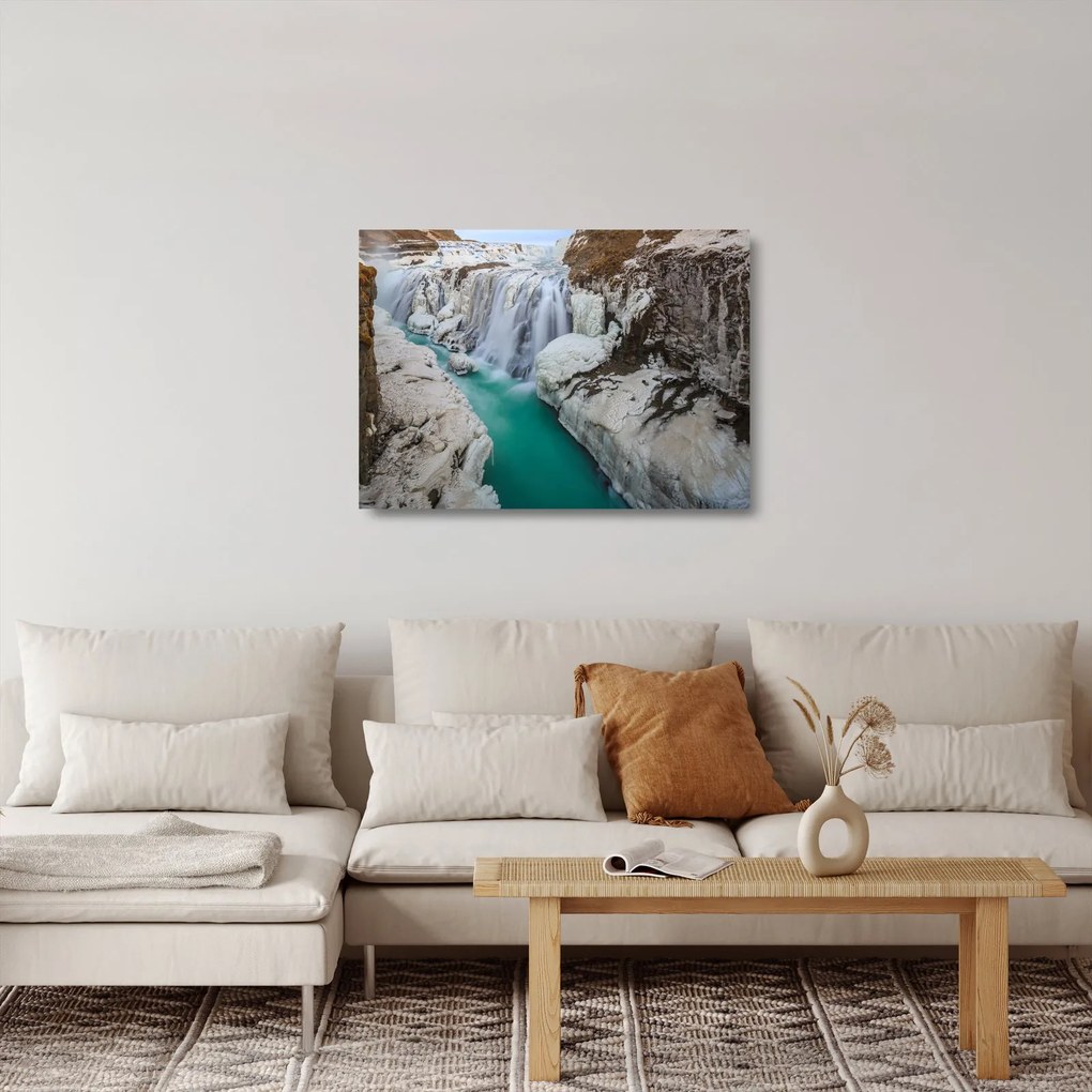 Tablou pe sticlă - Natura islandeză (70x50 cm)